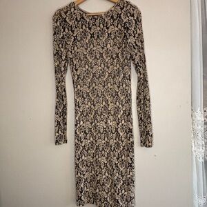 Mark + James By Badgley Mischka Floral Lace Long Sleeve Dress Size M